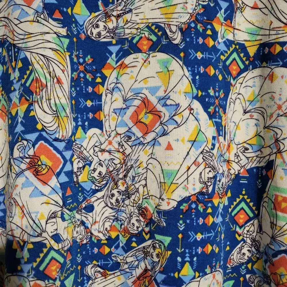 Disney Princesses Lularoe Perfect Tee‎ Shirt All Over Print Short Sleeves Top